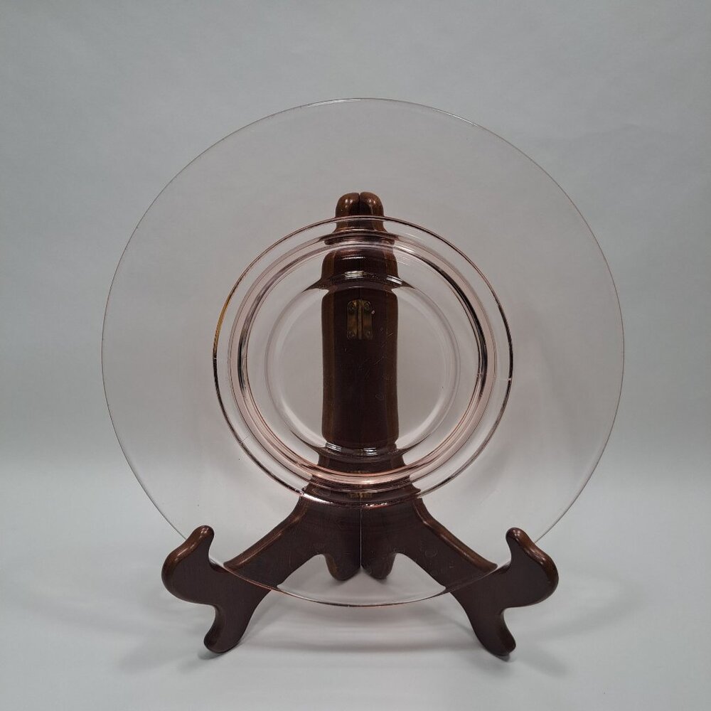 Pink Depression Glass plate Raised Center Rim 10"